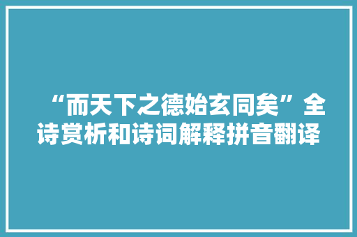“而天下之德始玄同矣”全诗赏析和诗词解释拼音翻译