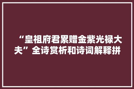“皇祖府君累赠金紫光禄大夫”全诗赏析和诗词解释拼音翻译