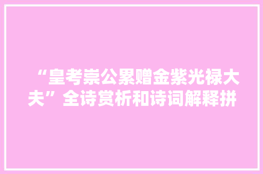 “皇考崇公累赠金紫光禄大夫”全诗赏析和诗词解释拼音翻译