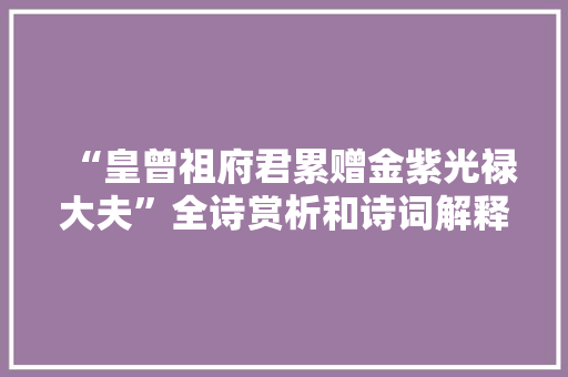 “皇曾祖府君累赠金紫光禄大夫”全诗赏析和诗词解释拼音翻译