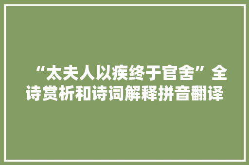 “太夫人以疾终于官舍”全诗赏析和诗词解释拼音翻译