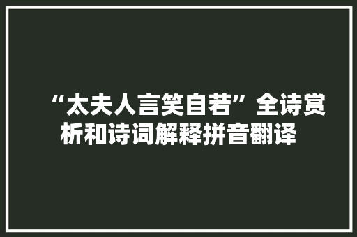 “太夫人言笑自若”全诗赏析和诗词解释拼音翻译