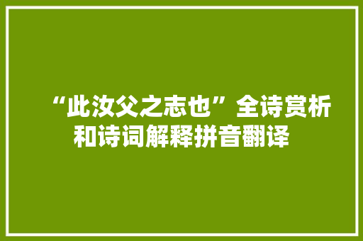 “此汝父之志也”全诗赏析和诗词解释拼音翻译