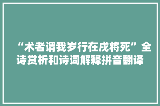 “术者谓我岁行在戌将死”全诗赏析和诗词解释拼音翻译