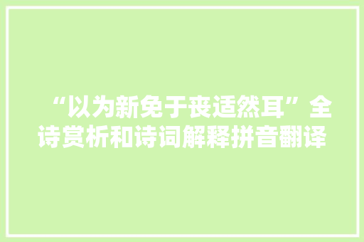 “以为新免于丧适然耳”全诗赏析和诗词解释拼音翻译