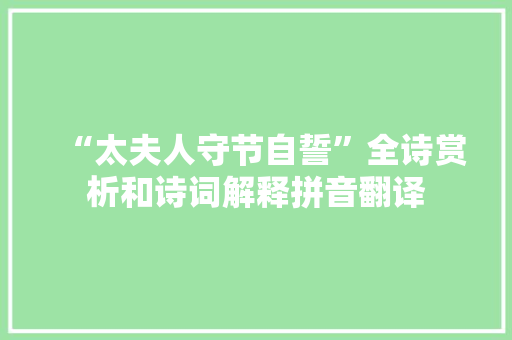 “太夫人守节自誓”全诗赏析和诗词解释拼音翻译