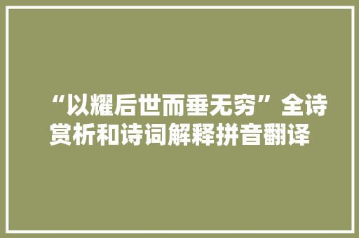 “以耀后世而垂无穷”全诗赏析和诗词解释拼音翻译