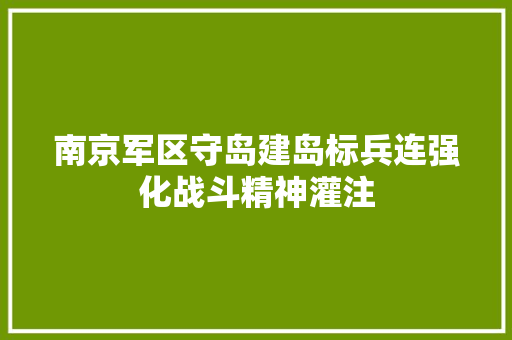 南京军区守岛建岛标兵连强化战斗精神灌注