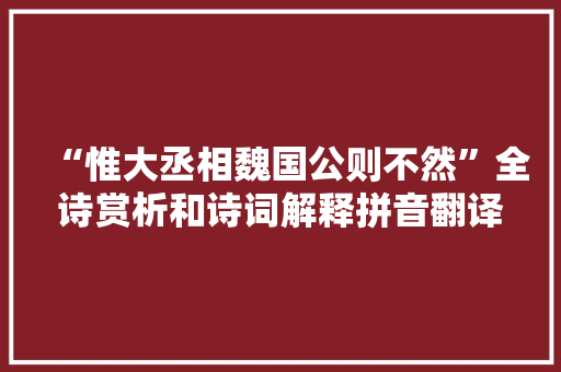“惟大丞相魏国公则不然”全诗赏析和诗词解释拼音翻译