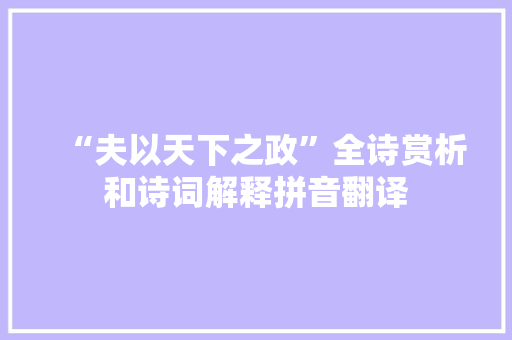 “夫以天下之政”全诗赏析和诗词解释拼音翻译