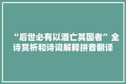 “后世必有以酒亡其国者”全诗赏析和诗词解释拼音翻译