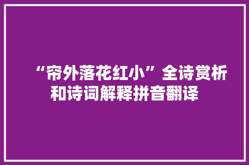 “帘外落花红小”全诗赏析和诗词解释拼音翻译