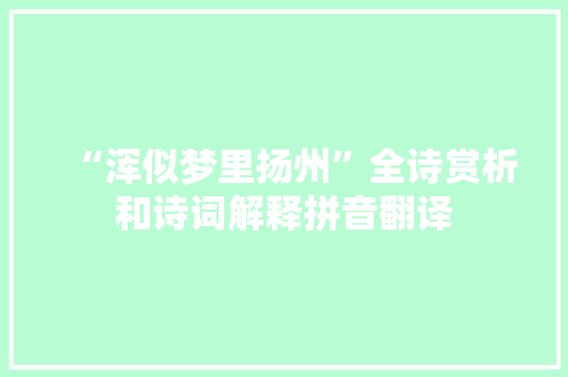 “浑似梦里扬州”全诗赏析和诗词解释拼音翻译