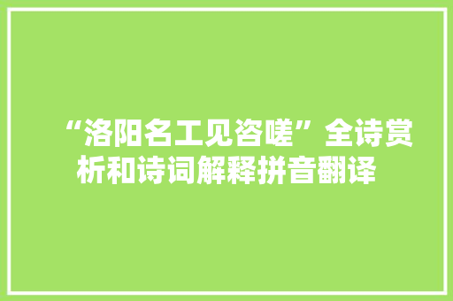 “洛阳名工见咨嗟”全诗赏析和诗词解释拼音翻译