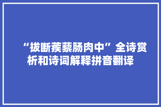 “拔断蒺藜肠肉中”全诗赏析和诗词解释拼音翻译