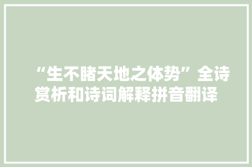 “生不睹天地之体势”全诗赏析和诗词解释拼音翻译