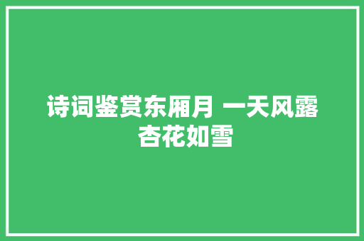 诗词鉴赏东厢月 一天风露 杏花如雪