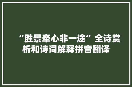 “胜景牵心非一途”全诗赏析和诗词解释拼音翻译