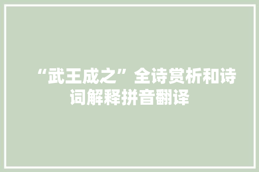 “武王成之”全诗赏析和诗词解释拼音翻译