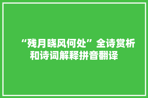“残月晓风何处”全诗赏析和诗词解释拼音翻译