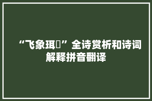 “飞象珥鹖”全诗赏析和诗词解释拼音翻译