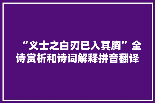 “义士之白刃已入其胸”全诗赏析和诗词解释拼音翻译