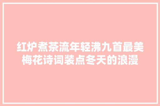红炉煮茶流年轻沸九首最美梅花诗词装点冬天的浪漫