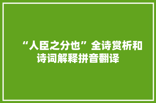 “人臣之分也”全诗赏析和诗词解释拼音翻译