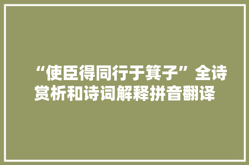“使臣得同行于箕子”全诗赏析和诗词解释拼音翻译