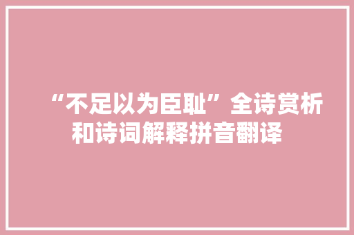 “不足以为臣耻”全诗赏析和诗词解释拼音翻译