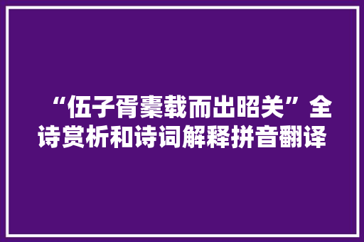 “伍子胥橐载而出昭关”全诗赏析和诗词解释拼音翻译