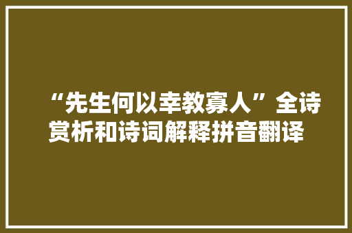 “先生何以幸教寡人”全诗赏析和诗词解释拼音翻译