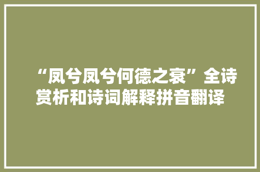 “凤兮凤兮何德之衰”全诗赏析和诗词解释拼音翻译