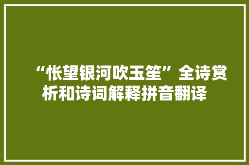 “怅望银河吹玉笙”全诗赏析和诗词解释拼音翻译