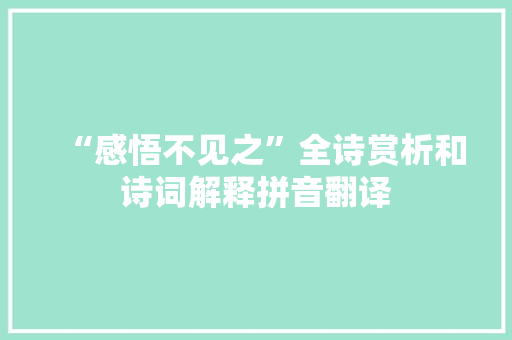 “感悟不见之”全诗赏析和诗词解释拼音翻译