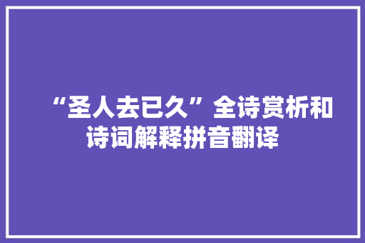 “圣人去已久”全诗赏析和诗词解释拼音翻译