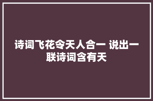 诗词飞花令天人合一 说出一联诗词含有天