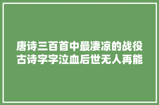 唐诗三百首中最凄凉的战役古诗字字泣血后世无人再能写出来