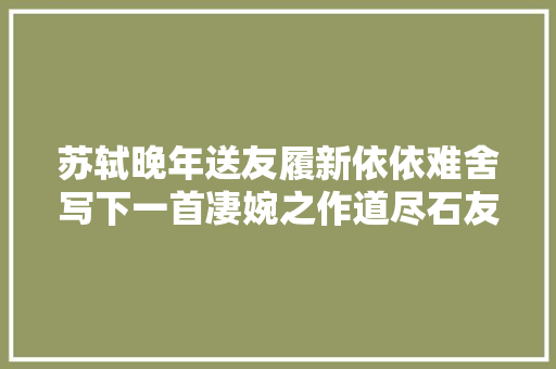 苏轼晚年送友履新依依难舍写下一首凄婉之作道尽石友情深