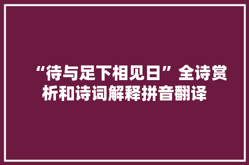 “待与足下相见日”全诗赏析和诗词解释拼音翻译