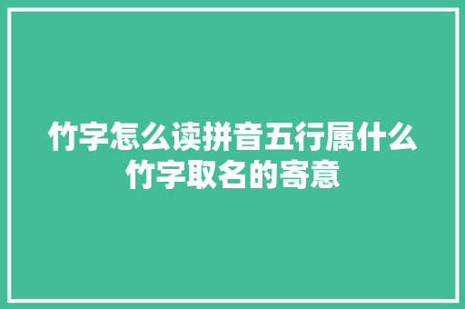 竹字怎么读拼音五行属什么竹字取名的寄意