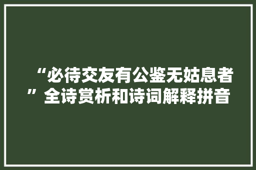 “必待交友有公鉴无姑息者”全诗赏析和诗词解释拼音翻译