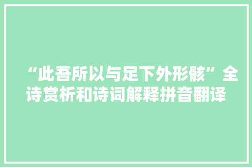“此吾所以与足下外形骸”全诗赏析和诗词解释拼音翻译