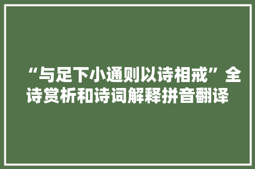 “与足下小通则以诗相戒”全诗赏析和诗词解释拼音翻译