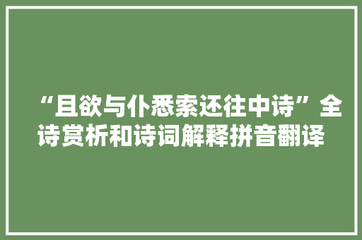 “且欲与仆悉索还往中诗”全诗赏析和诗词解释拼音翻译