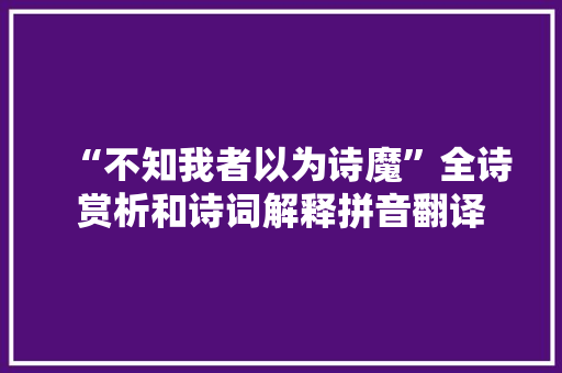 “不知我者以为诗魔”全诗赏析和诗词解释拼音翻译