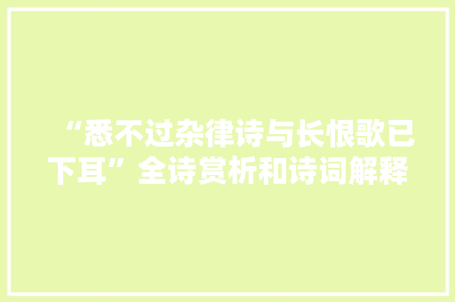 “悉不过杂律诗与长恨歌已下耳”全诗赏析和诗词解释拼音翻译