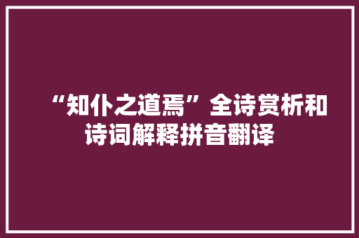 “知仆之道焉”全诗赏析和诗词解释拼音翻译