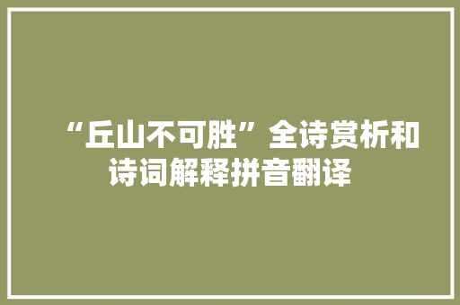 “丘山不可胜”全诗赏析和诗词解释拼音翻译