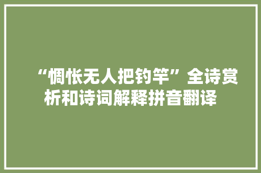“惆怅无人把钓竿”全诗赏析和诗词解释拼音翻译